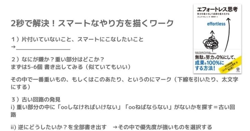 2秒で解決 スマートなやり方を描くワーク｜エフォートレス思考
