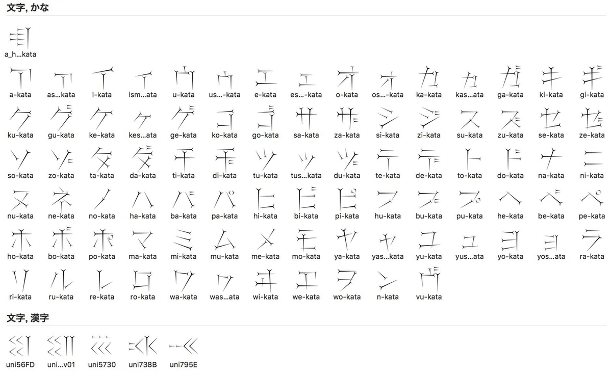 Japanese Kana Cuneiform｜hide