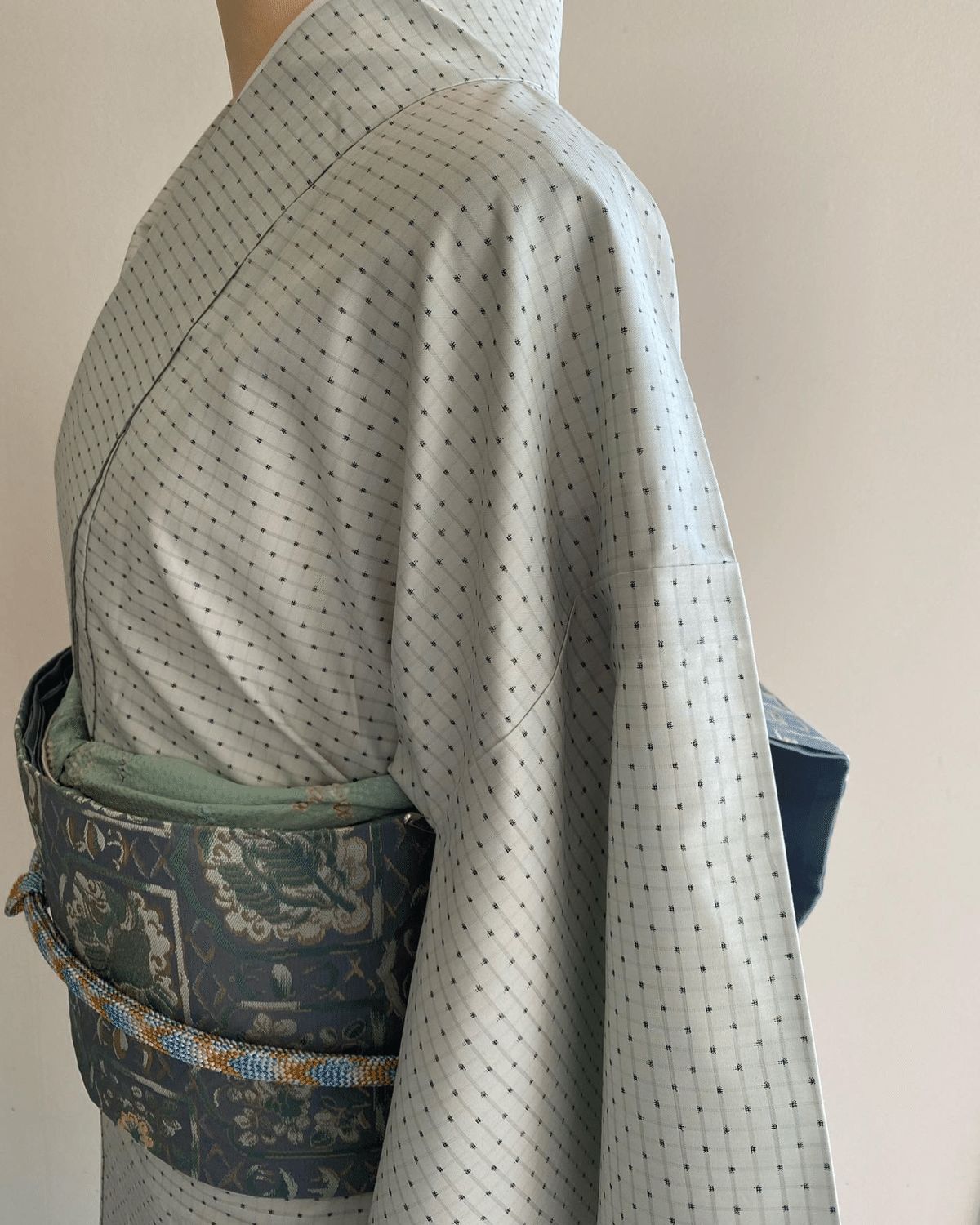 ミントグリーン優色大島紬単衣着物｜夢吉きもの