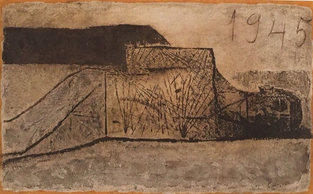 香月泰男、18　1945、希少画集画、新品額装付