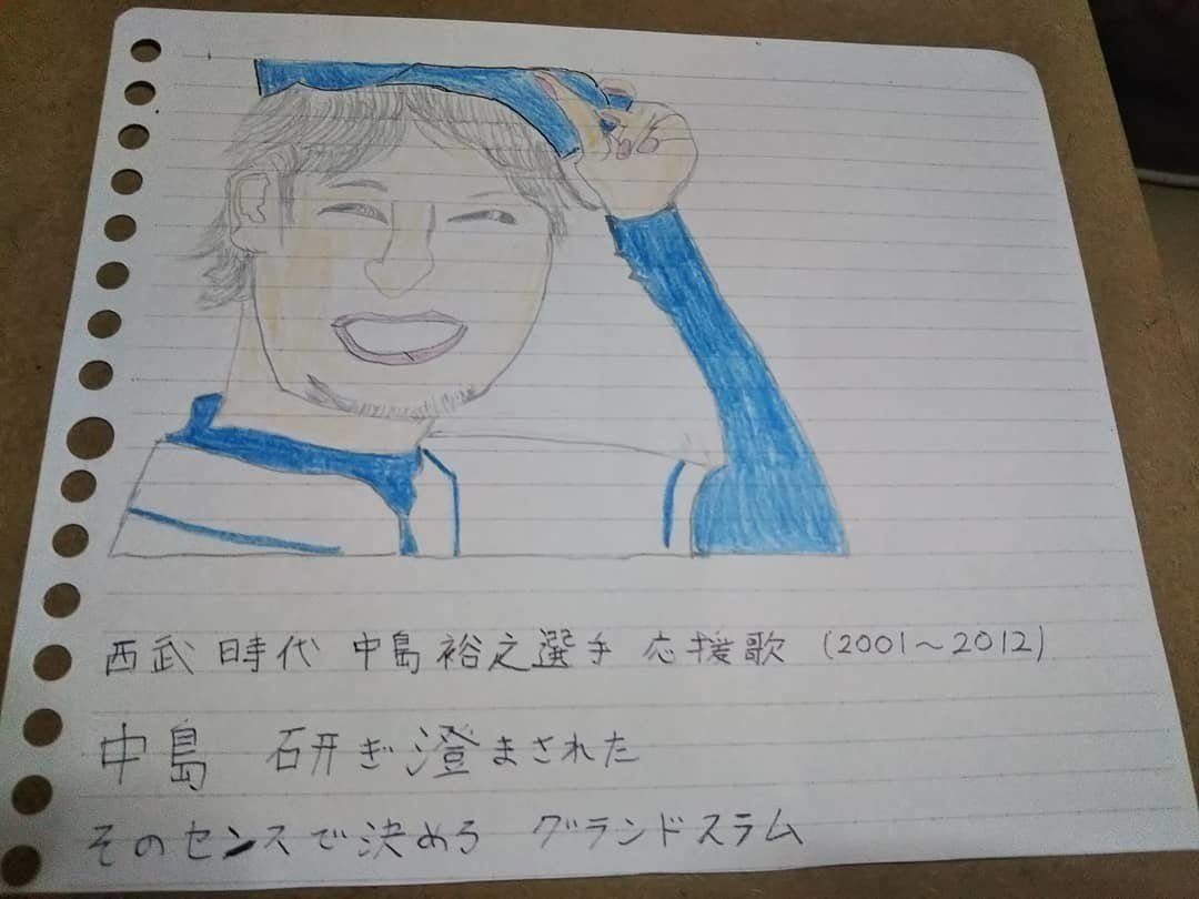 西武時代の中島裕之選手の似顔絵 Hituji 0921 Ap Note