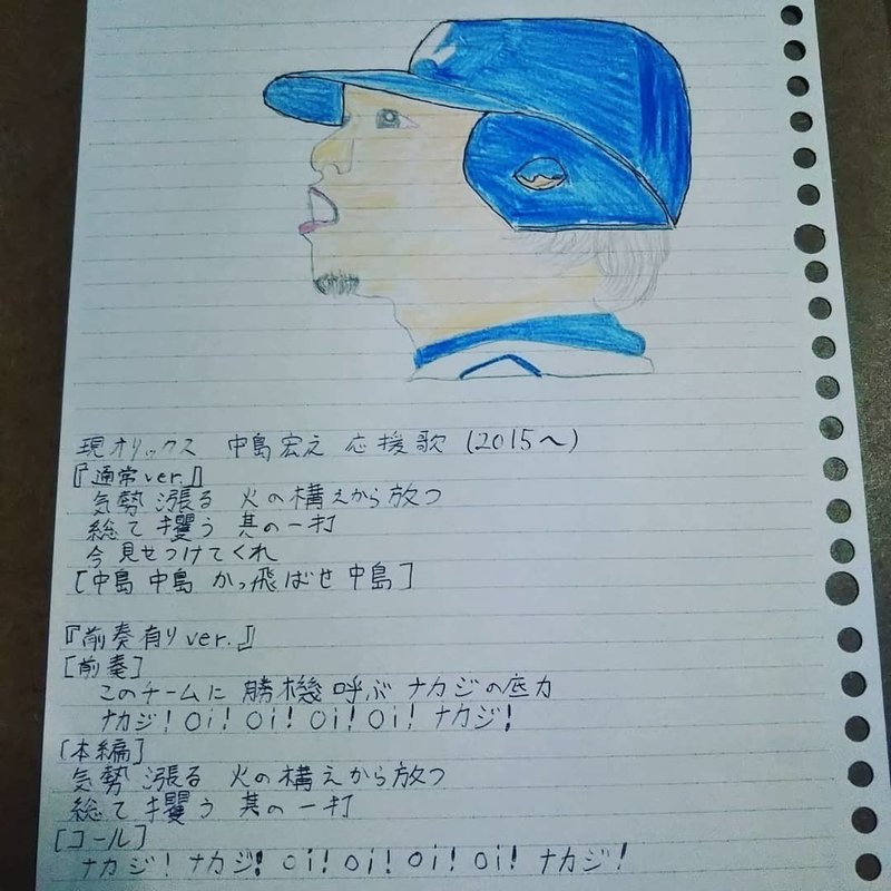 西武時代の中島裕之選手の似顔絵 Hituji 0921 Ap Note
