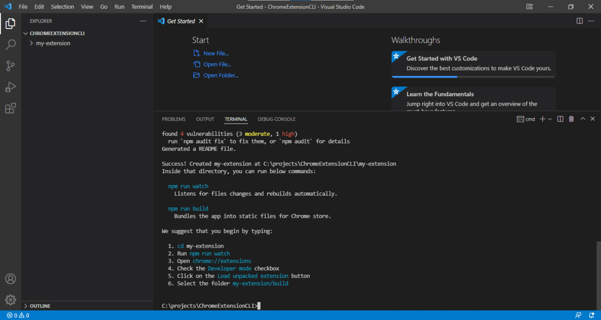 プロジェクト作成完了