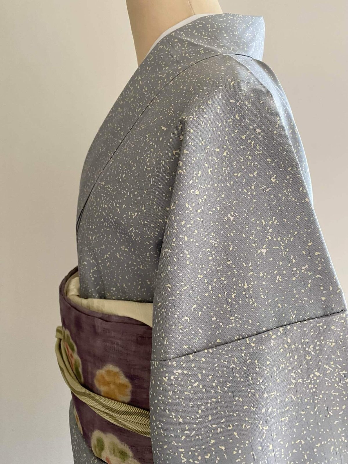 牛首紬 落款付き たたき染め 訪問着 着物 124w 許可なく 