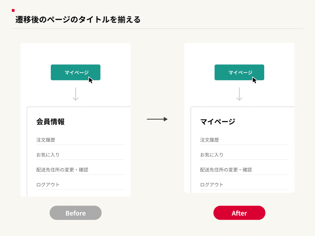 遷移後のページのタイトルを揃える