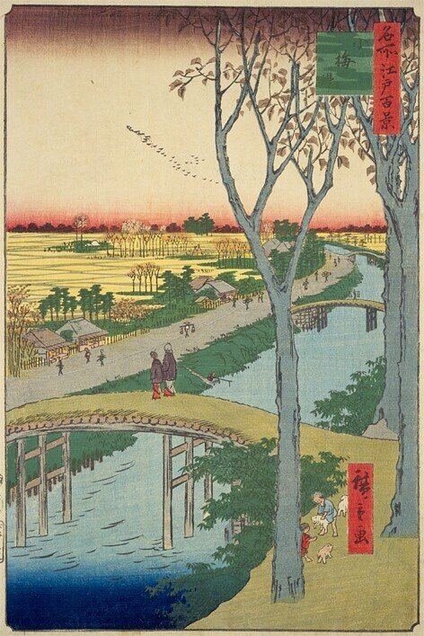 小梅堤」−旅路に寄り沿った曳舟川−『名所江戸百景』｜おうよう