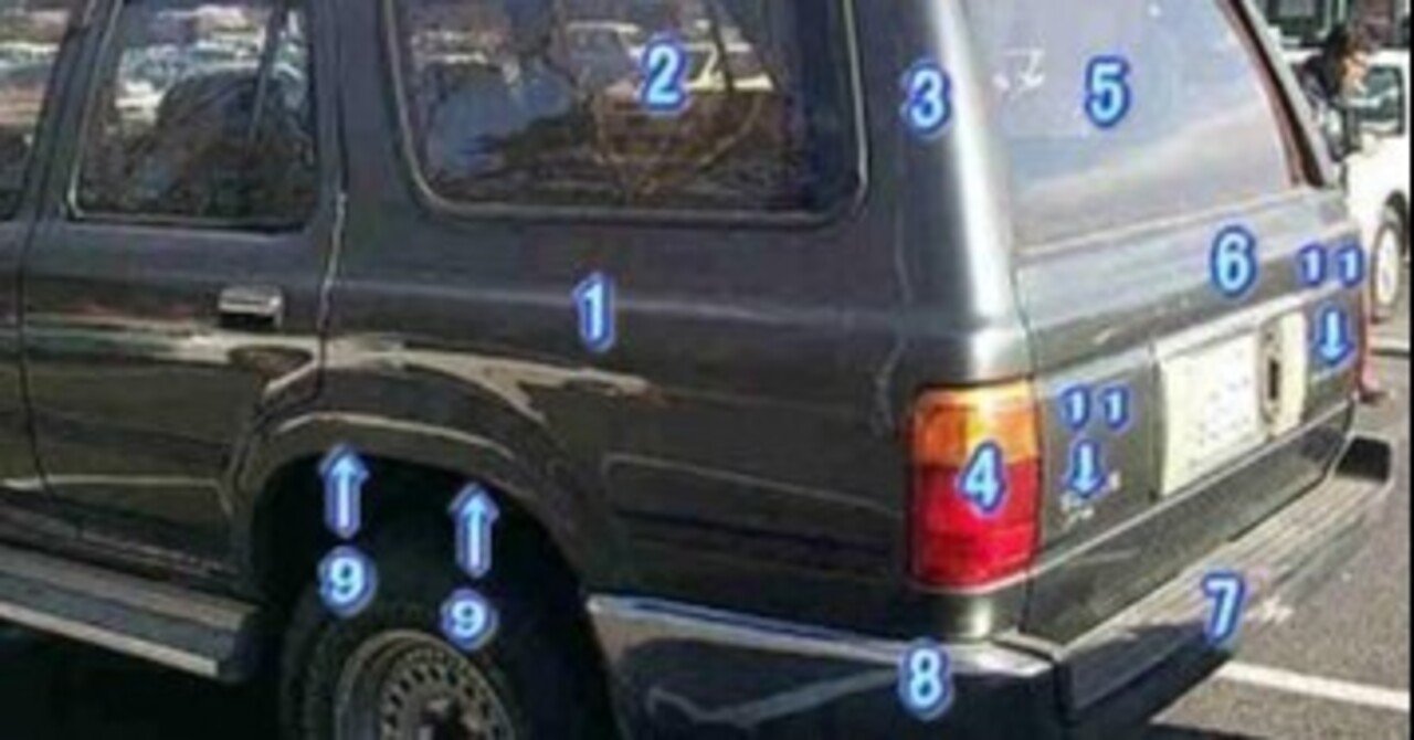 クルマの基本用語を覚えよう 後ろから見た車の部位 部品名称 闇 Note