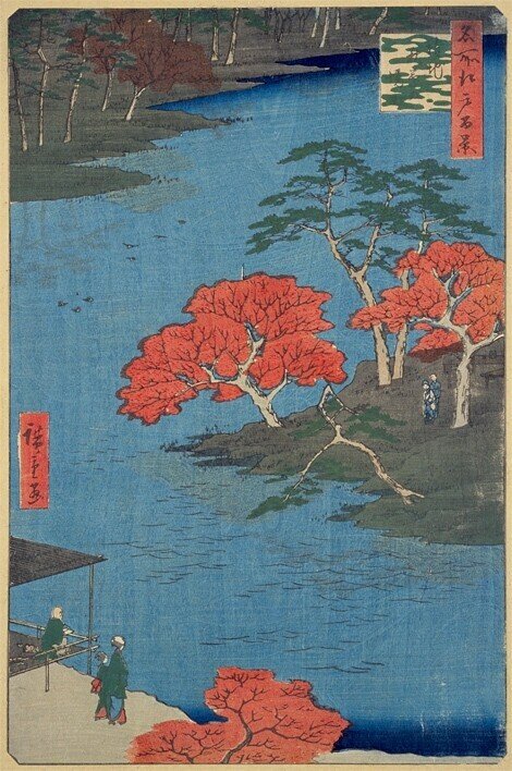 請地　秋葉の境内　東京墨田区　歌川広重　江戸百景 レトロ　浮世絵　印刷物 風景 請地秋葉の境内−広重も惚れ込んだ紅葉鏡−『名所江戸百景』｜おうよう