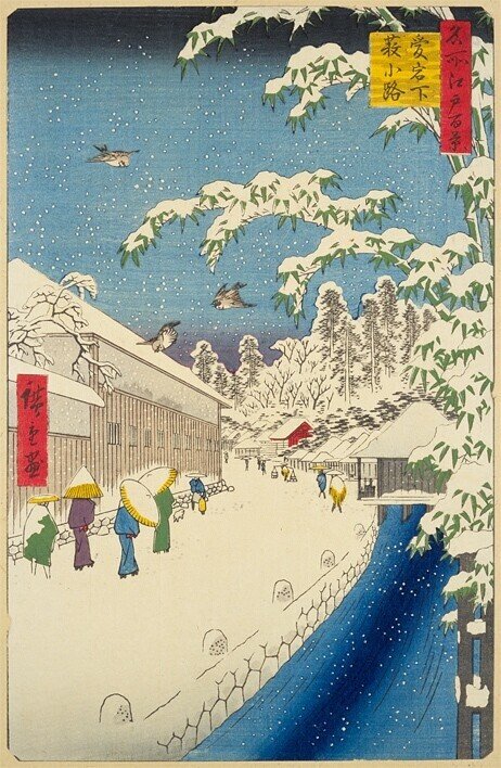 愛宕下藪小路」−鳥とセットの愛宕神社in広重脳−『名所江戸百景
