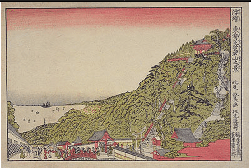 愛宕下藪小路」−鳥とセットの愛宕神社in広重脳−『名所江戸百景