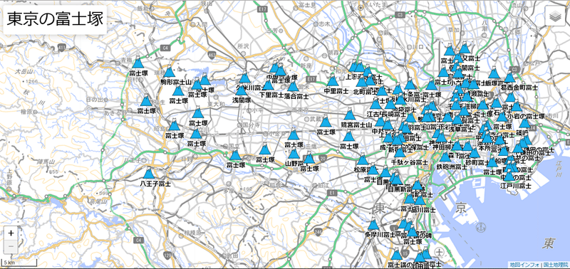 東京の富士塚地図