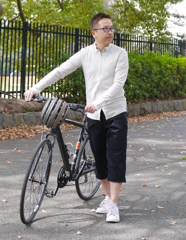 カペルミュール] サイクリング 半袖ジャージ 半袖リネン風コンビ