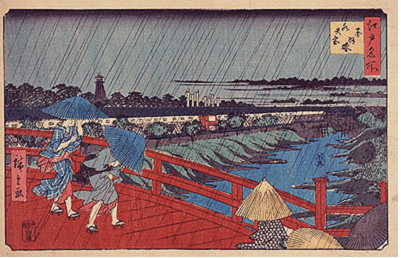 増上寺塔赤羽根」−安産祈願を以て嫁いだ嫁よ今何処〜−『名所江戸百景