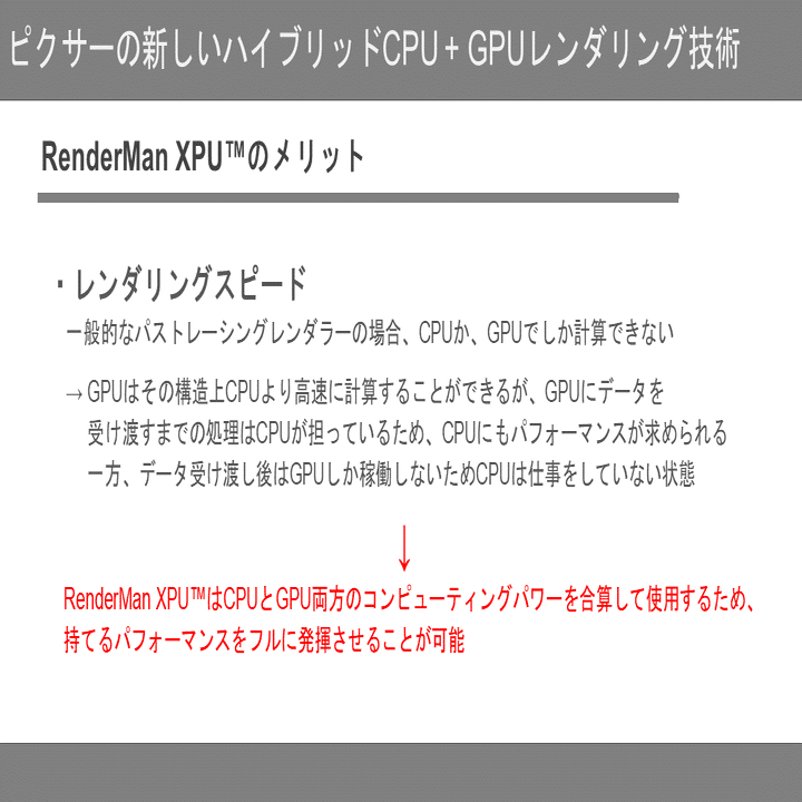 RenderMan XPU™ ピクサーの新しいハイブリッドCPU+GPUレンダリング技術