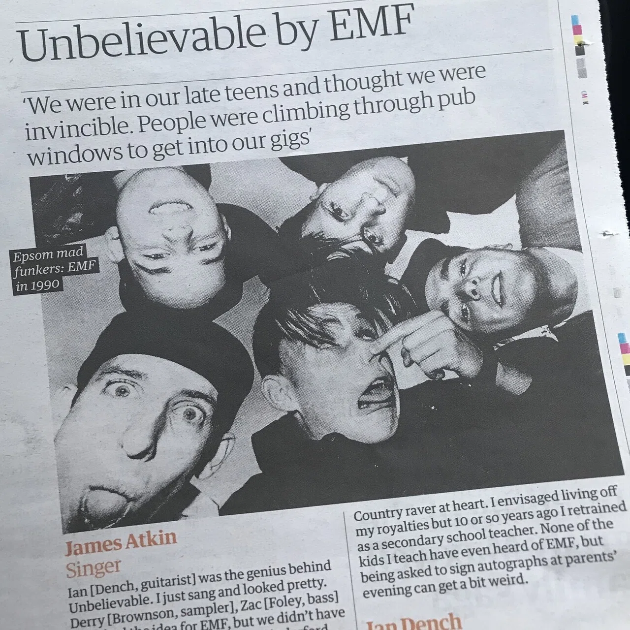 大ヒット曲『Unbelievable』が30周年のEMF。教えている生徒たちはEMFの 
