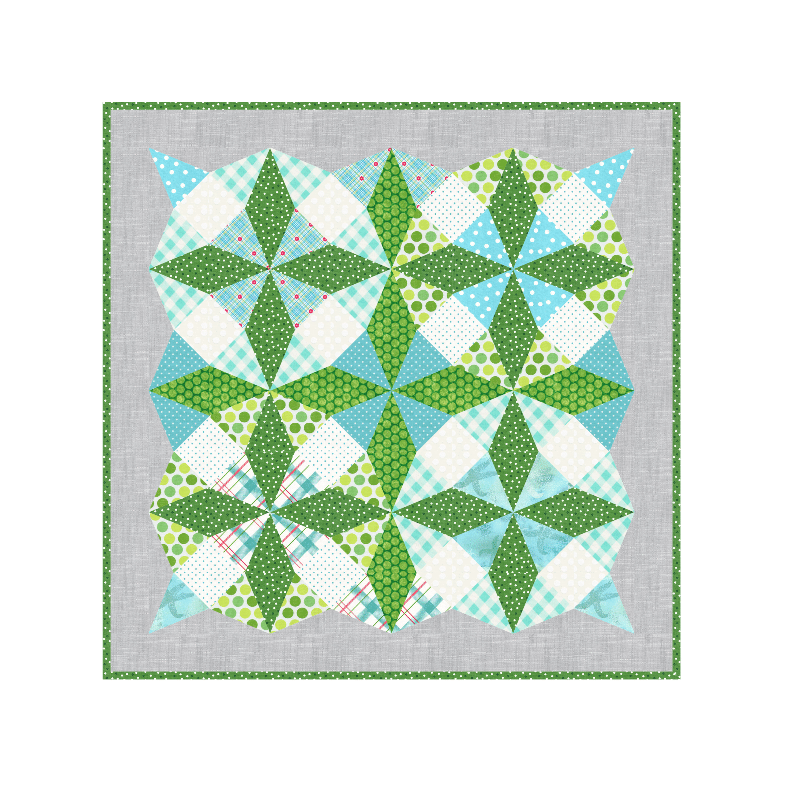 ♪パッチワーク ”カレイドスコープ ” 万華鏡のキルト 72センチ角