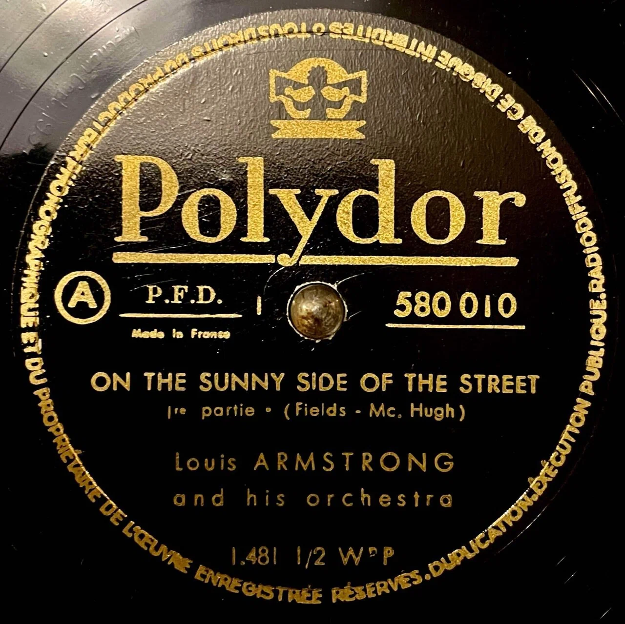レア！日本ポリドール盤 LOUIS ARMSTRONG 蓄音機 SP盤② On The Sunny Side of Street/Louis Armstrong Recorded in Paris