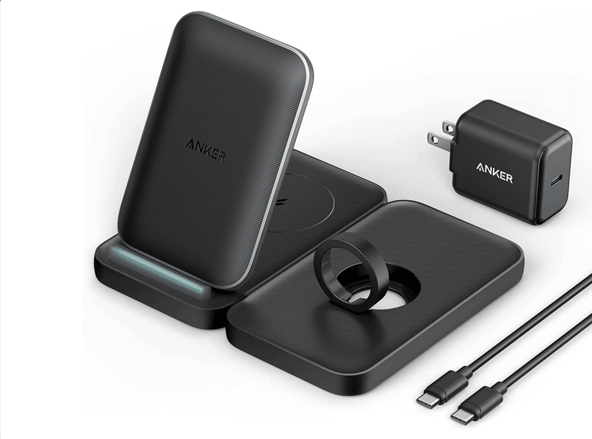Anker ワイヤレス充電器 3点セット / Apple純正ケーブル付 Anker MagGo Wireless Charging Station (Foldable 3-in-1