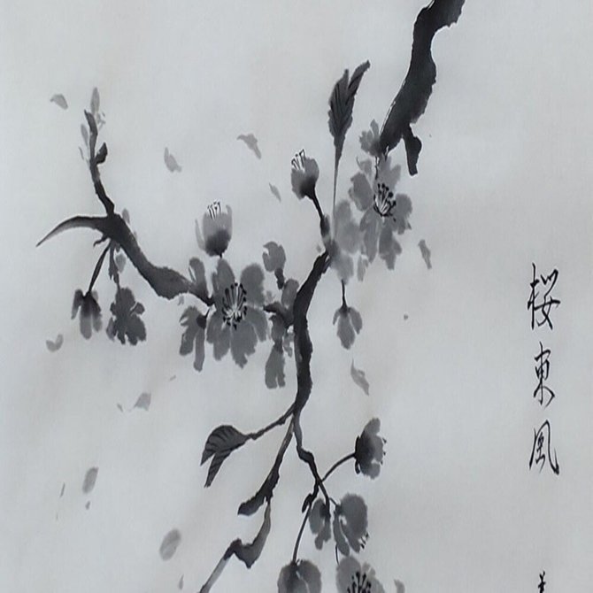 墨で桜、再び梅に鳥｜KaoRu IsjDha