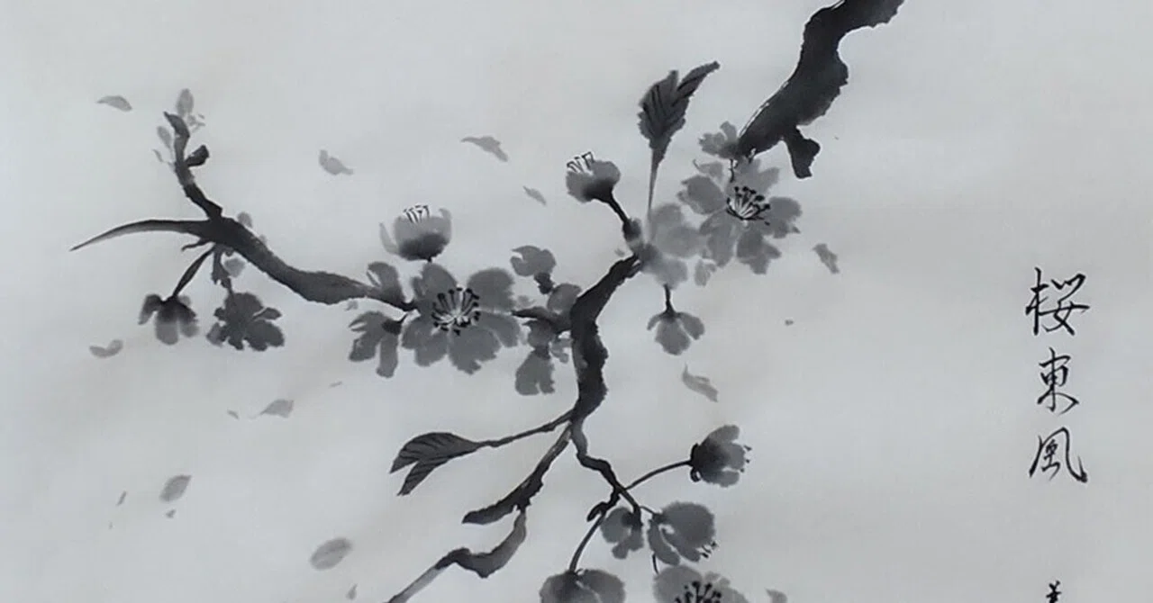 墨で桜、再び梅に鳥|KaoRu IsjDha 墨で桜、再び梅に鳥|KaoRu IsjDha