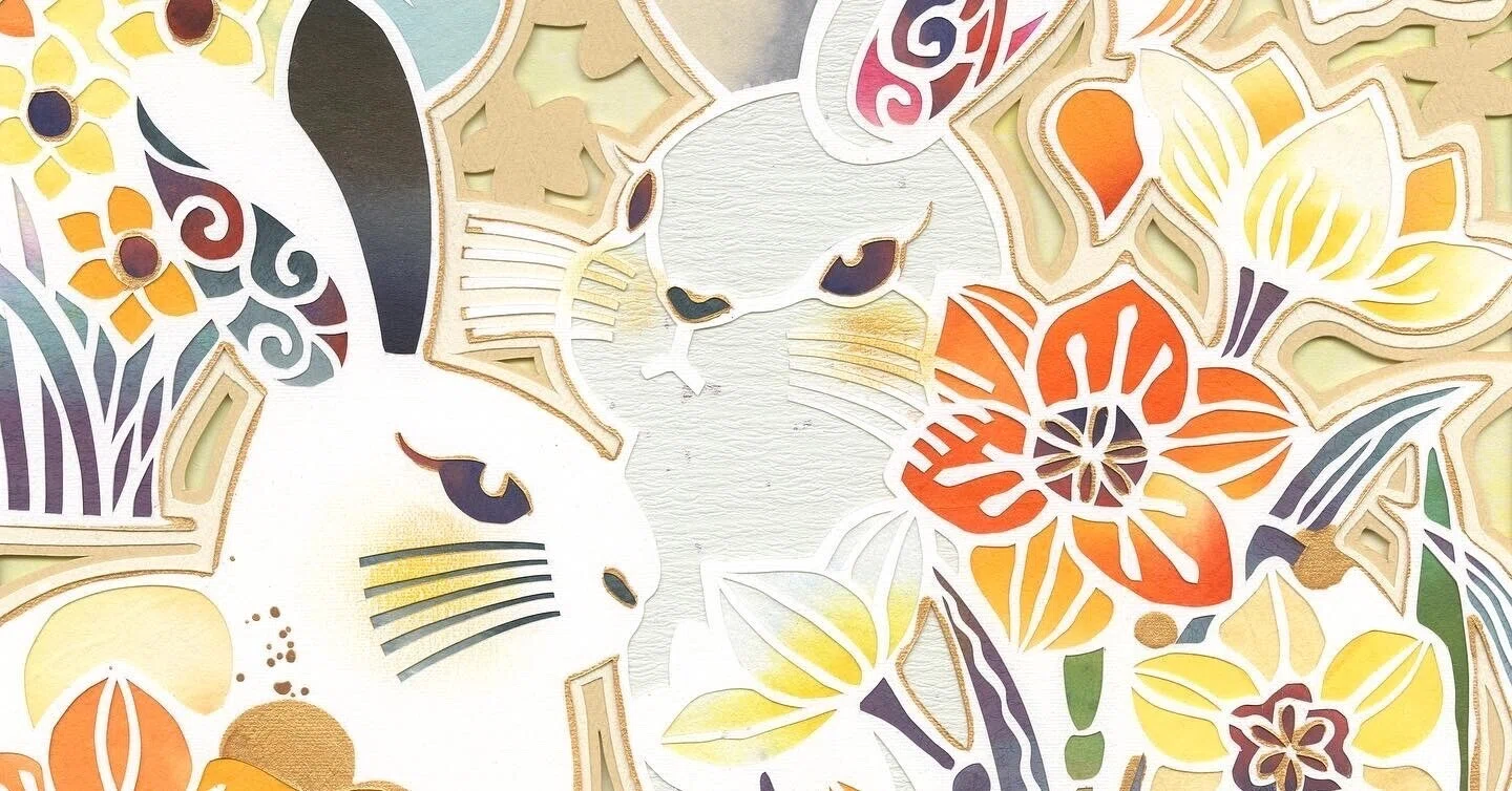 切り絵 白うさぎ