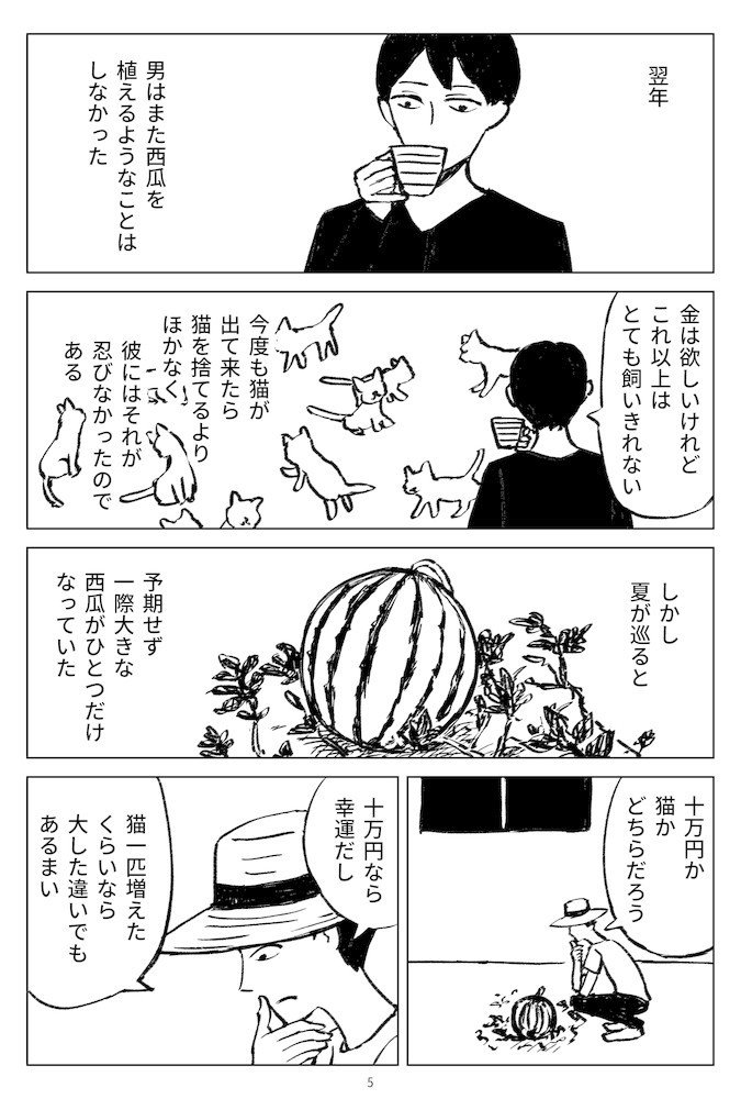 西瓜と猫_005