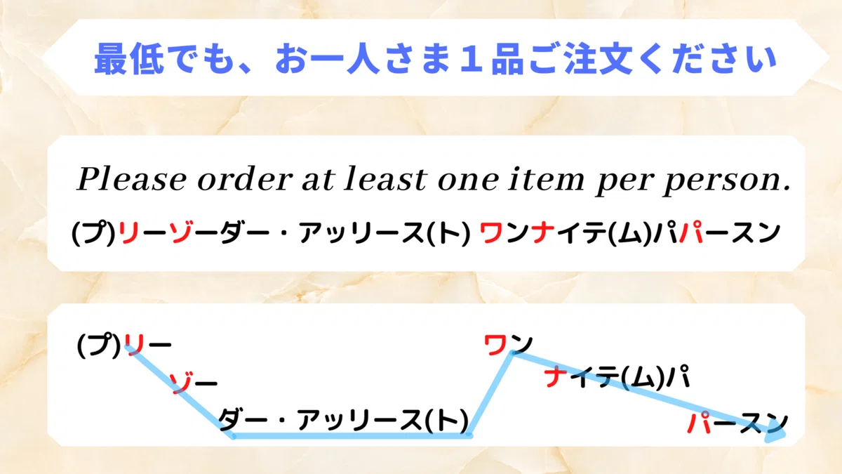 10. 最低でも、お一人さま1品ご注文ください。 Please order at 