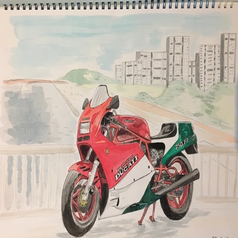 ドゥカティ 400F3 〜昔の愛車イラストシリーズ｜でぃーぷ ☆ パーポー
