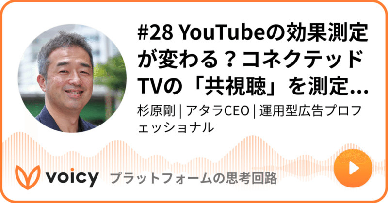 Voicy公開しました：#28 YouTubeの効果測定が変わる？コネクテッドTVの「共視聴」を測定可能に