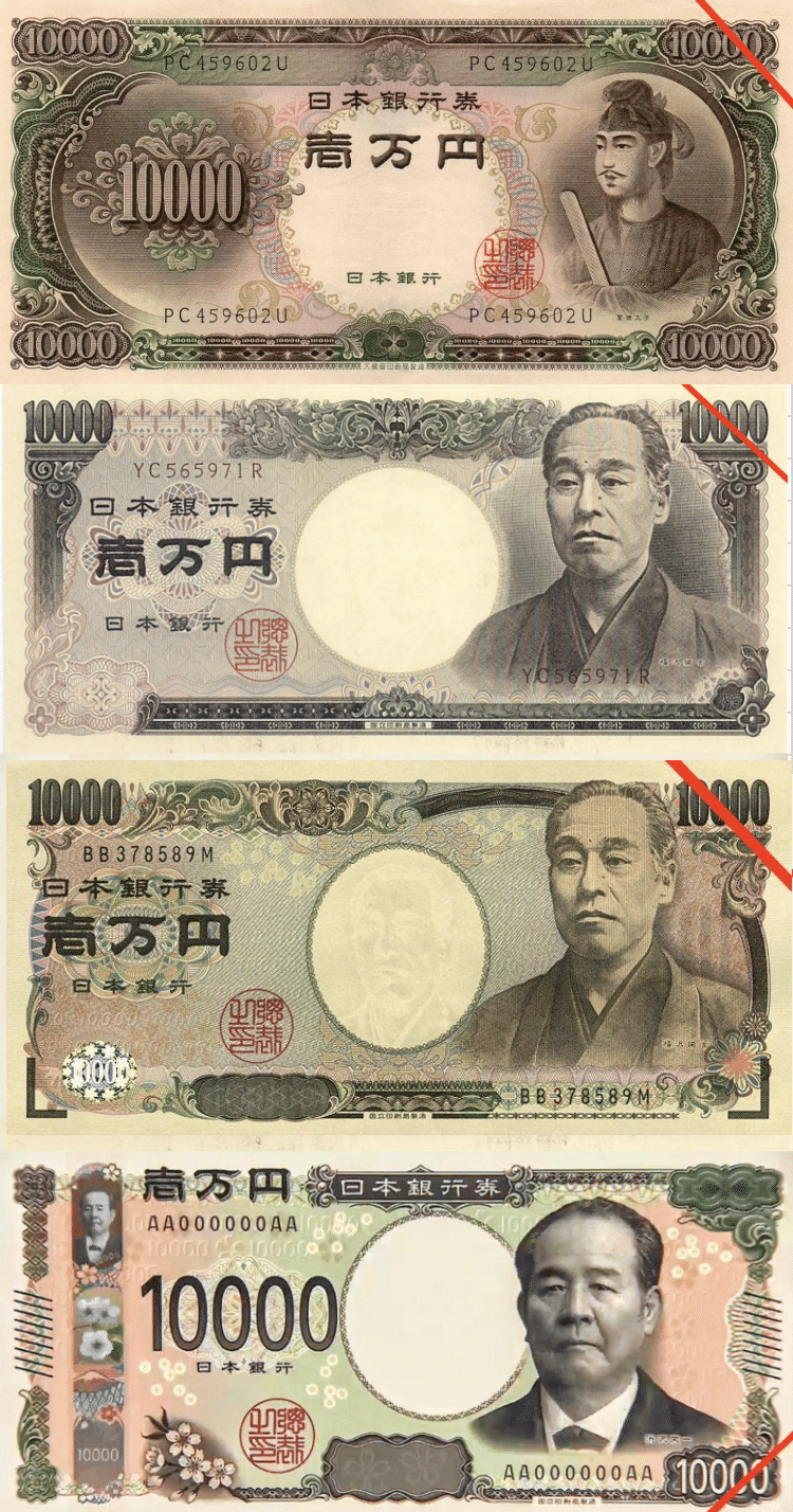 一万円札の変遷