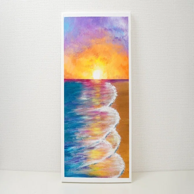 アクリル絵の具で「朝日と海」の風景を描いてみた｜junya_art