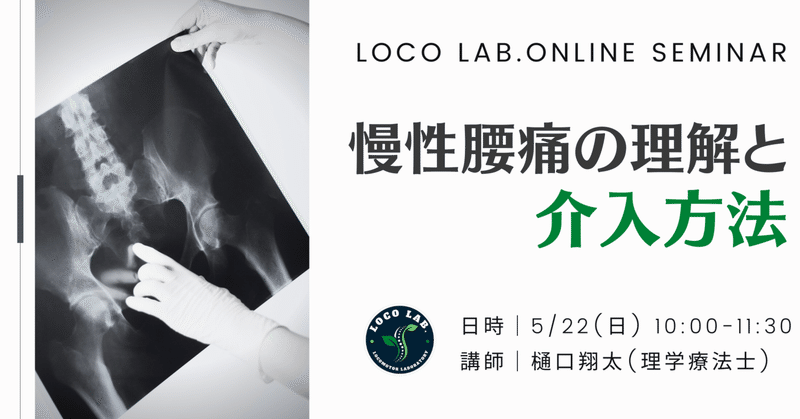 LOCO LAB.オンラインセミナー｜　　　　慢性腰痛の理解と介入方法