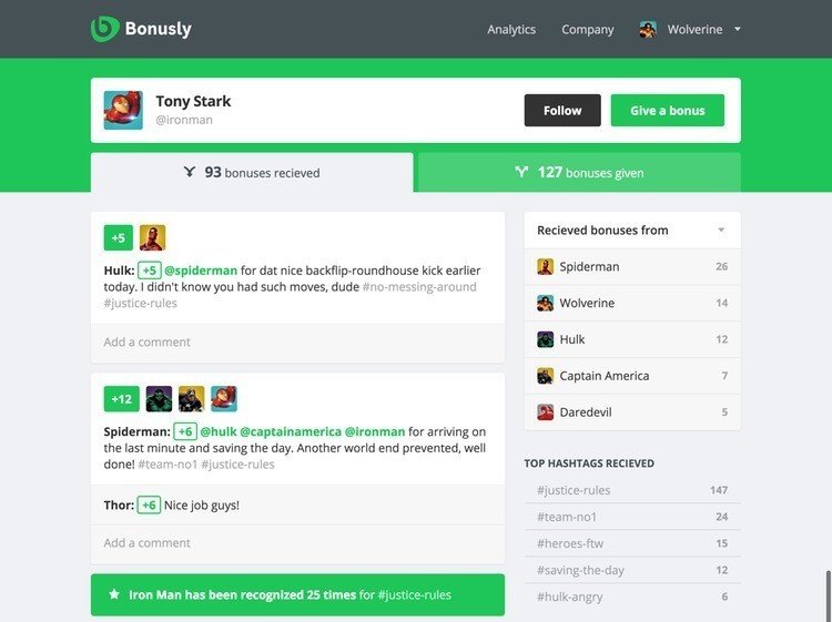従業員同士だけでなく 会社からも感謝を示せるピアボーナス 海外hrtech Bonusly ハイマネージャー Himanager Note