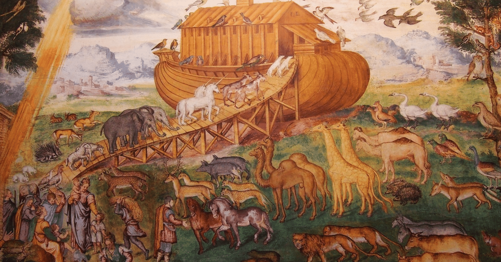 水彩絵画 版画 クリーブ 作 「ノアの方舟 」 水彩絵画 版画 クリーブ