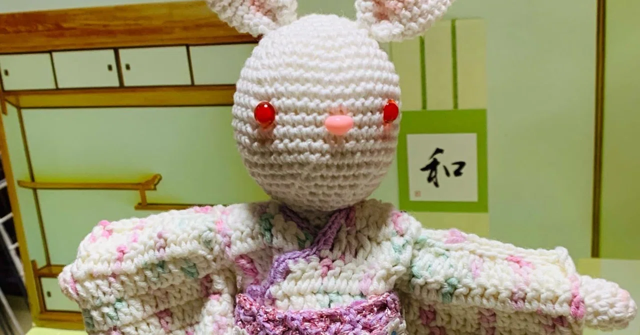あみぐるみうさぎ🐰しらたまちゃんサイズの浴衣編み図｜編み物の国のアリス