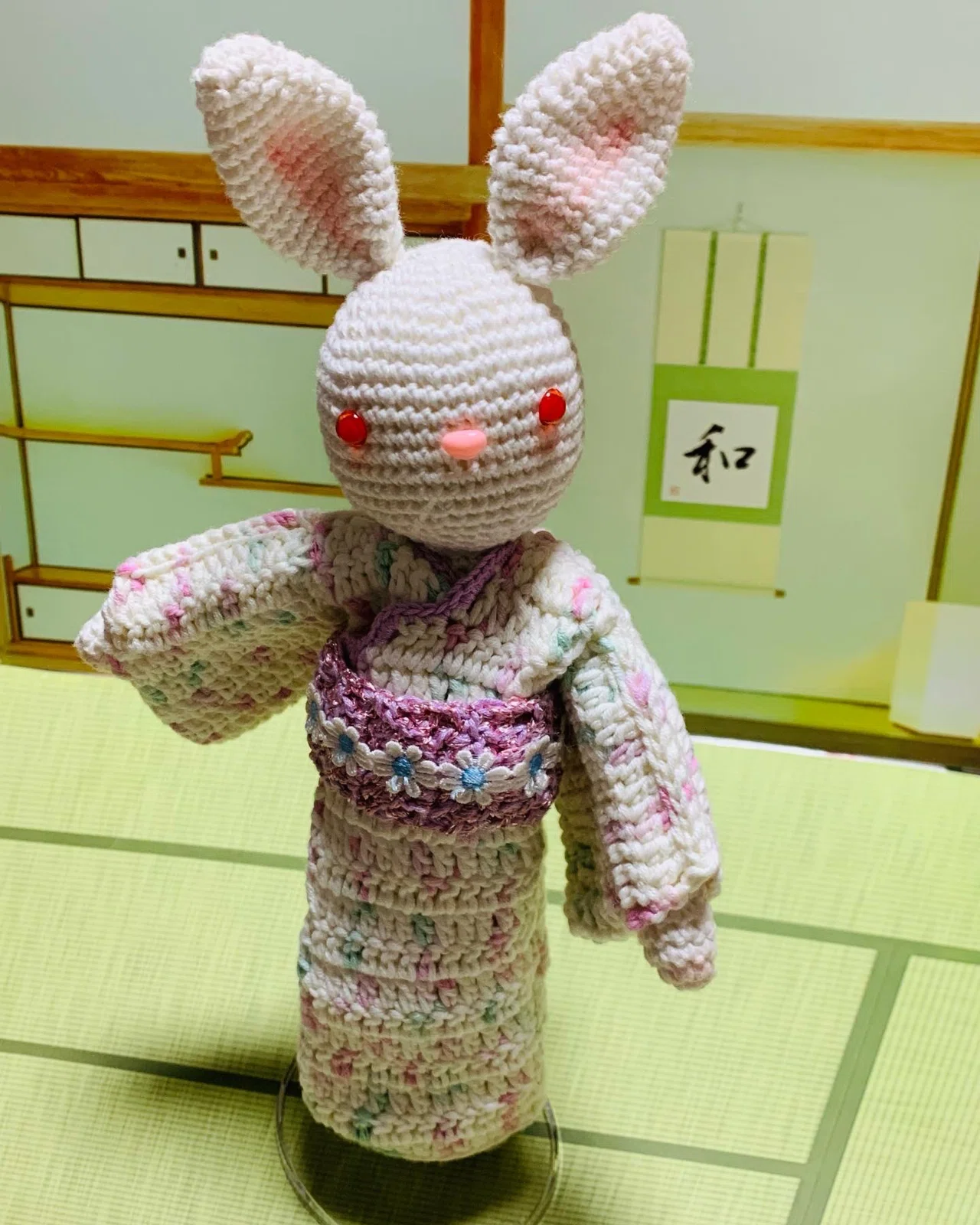 あみぐるみうさぎ🐰しらたまちゃんサイズの浴衣編み図｜編み物の国のアリス