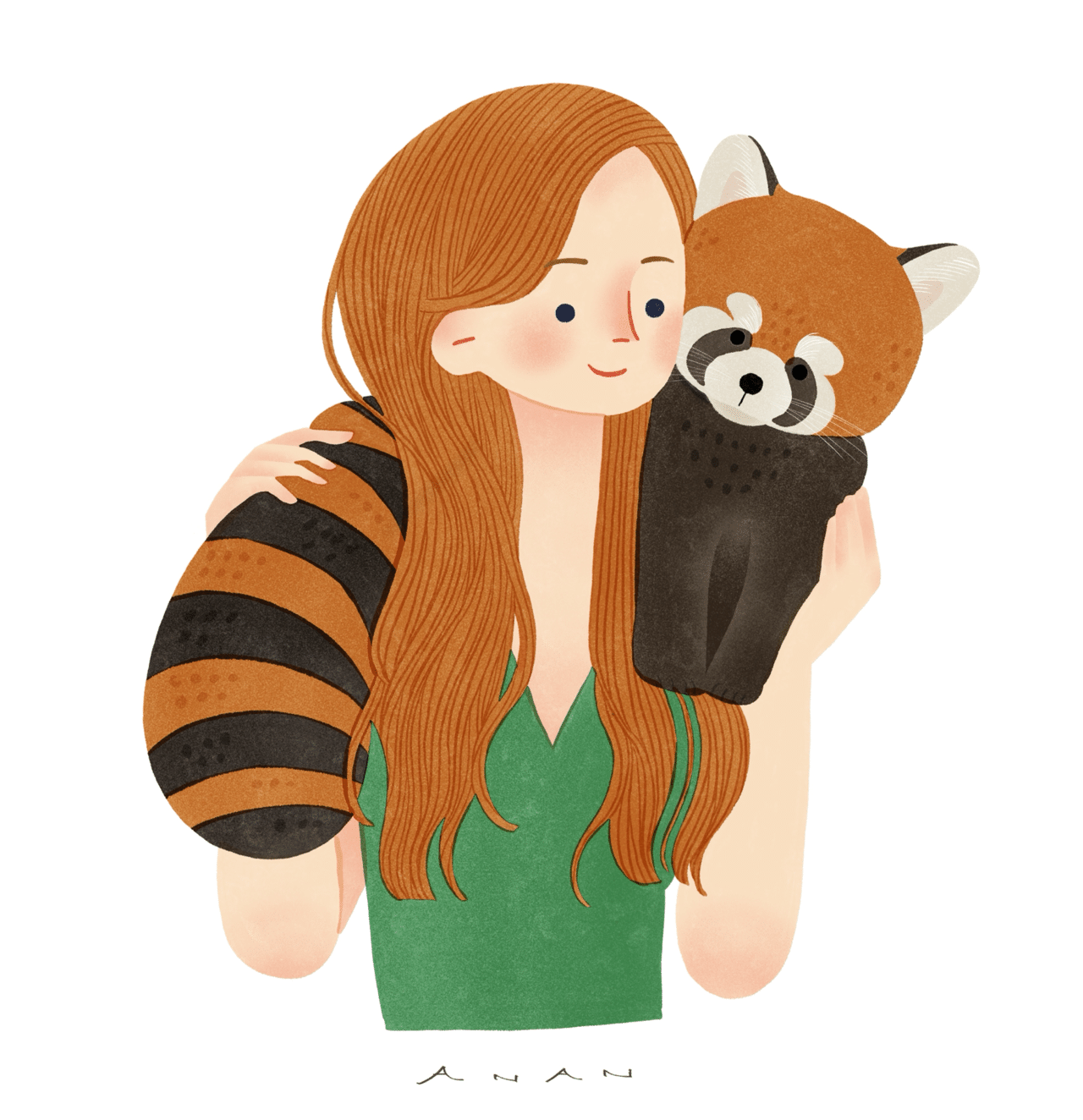 赤毛の女の子とレッサーパンダ あなんよーこ イラストレーター Note