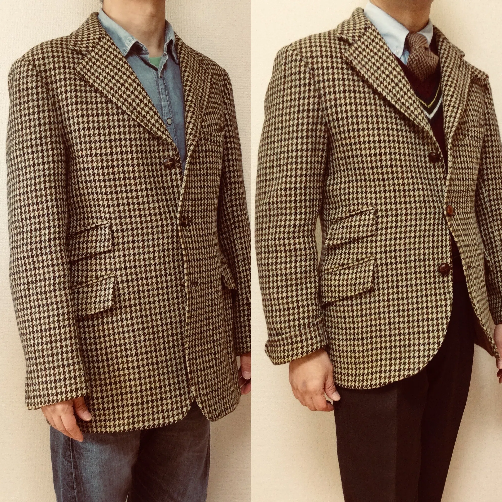 vintage Harris tweed jacket】Before after｜flaxdf
