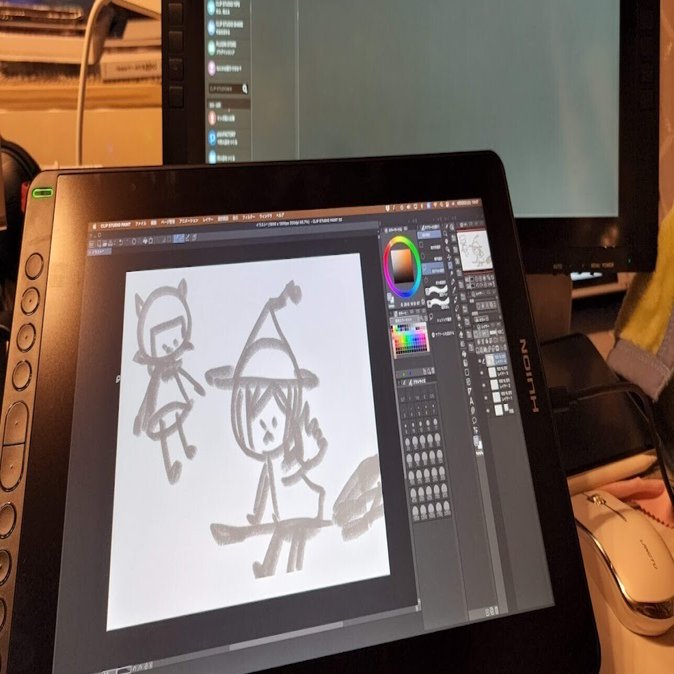 液タブレビュー連載第３回 実際にイラストかくよー 液タブ選ぶならこれってものに出会えた 第３回 連載 Huion Kamvas16 21 レビュー くつしたねこ Note