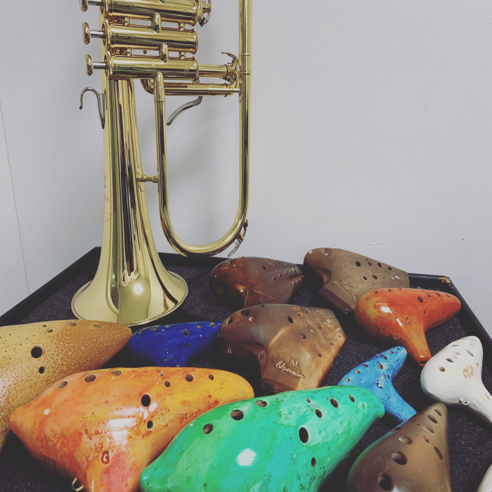 美品 オカリナ 森の音 オレンジと黒のグラデーション G管 美品