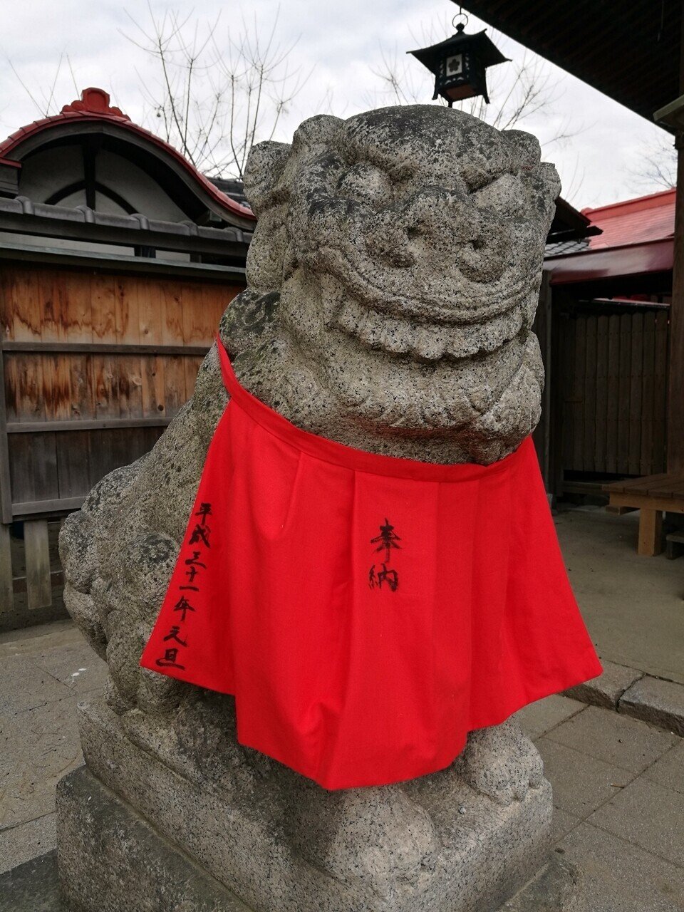 東淀川区菅原天満宮・拝殿前昭和27年狛犬吽