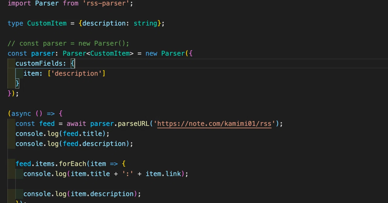 Rss Parser TypeScriptでrss-parserを使ってnoteの記事取得|kamimi|書くのがスキ 🏻