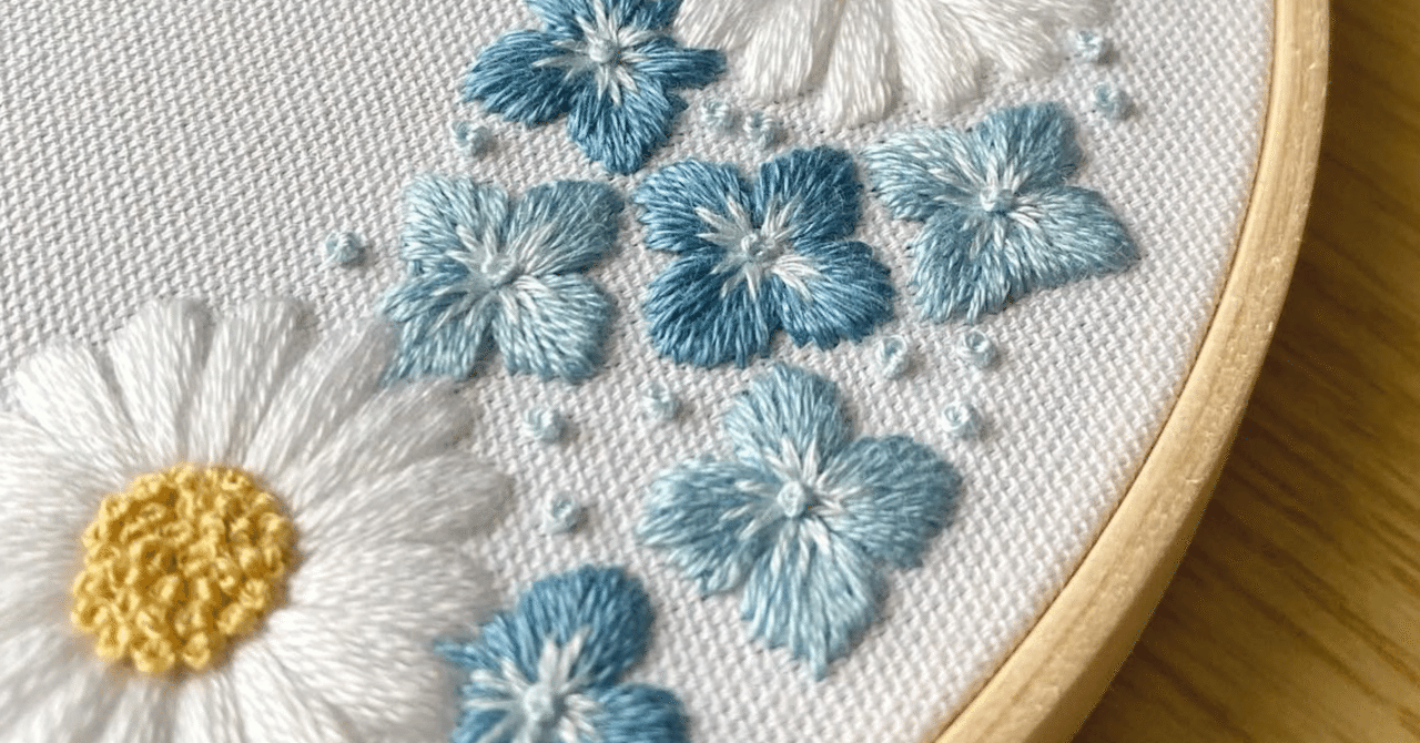 光沢を減らす工夫(紫陽花の刺繍)|はなこまち/刺繍作家 光沢を減らす工夫(紫陽花の刺繍)|はなこまち/刺繍作家