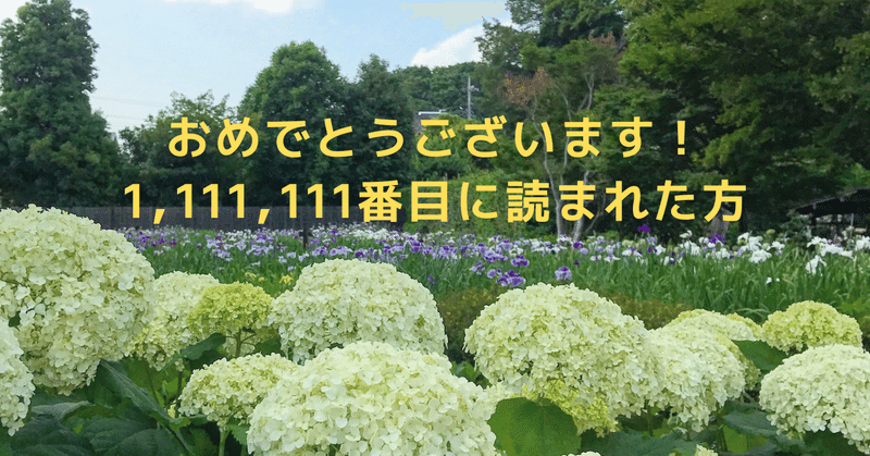 1,111,111番目のお客さま！今日の朝4時から10時までの間に読んでいただいた方の中に？