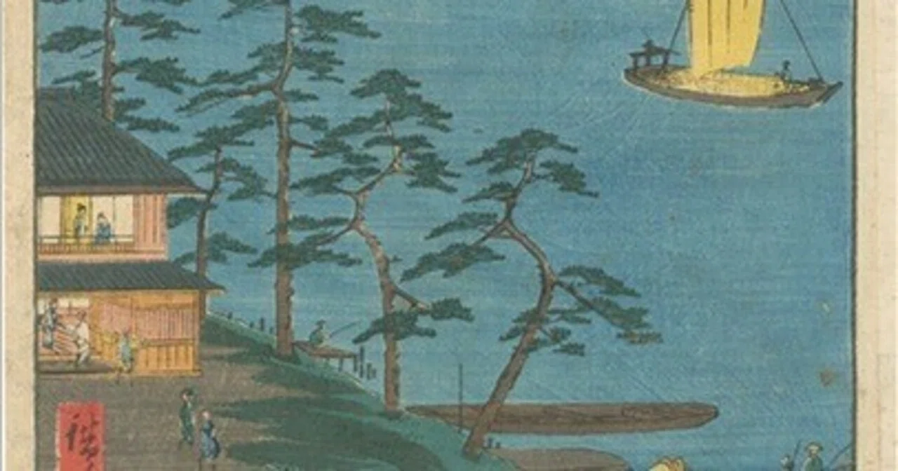 にい宿のわたし　東京葛飾区　歌川広重　江戸百景 レトロ　浮世絵　印刷物 風景 名所江戸百景 にい宿の渡し - 歌川広重 - 日本画 - 名画 - Canon