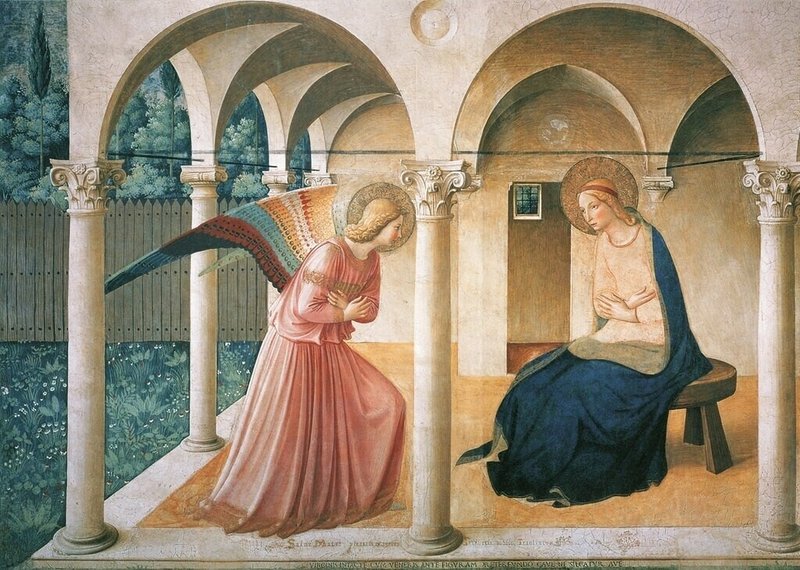 絵　Annunciation　受胎告知　フラ・アンジェリコ　Fra Angelico　フィレンツェ　サンマルコ