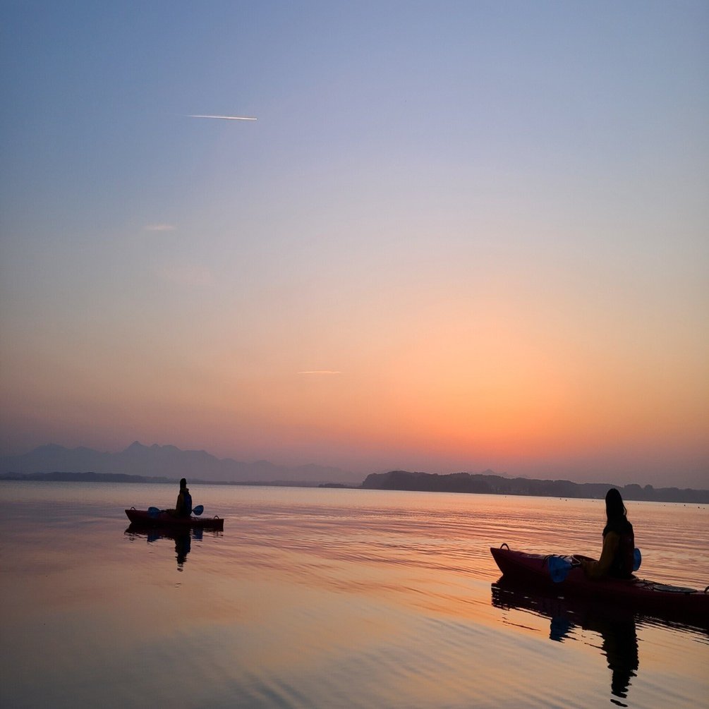 小川原湖の夕焼け 北三陸outdoors Taka Note