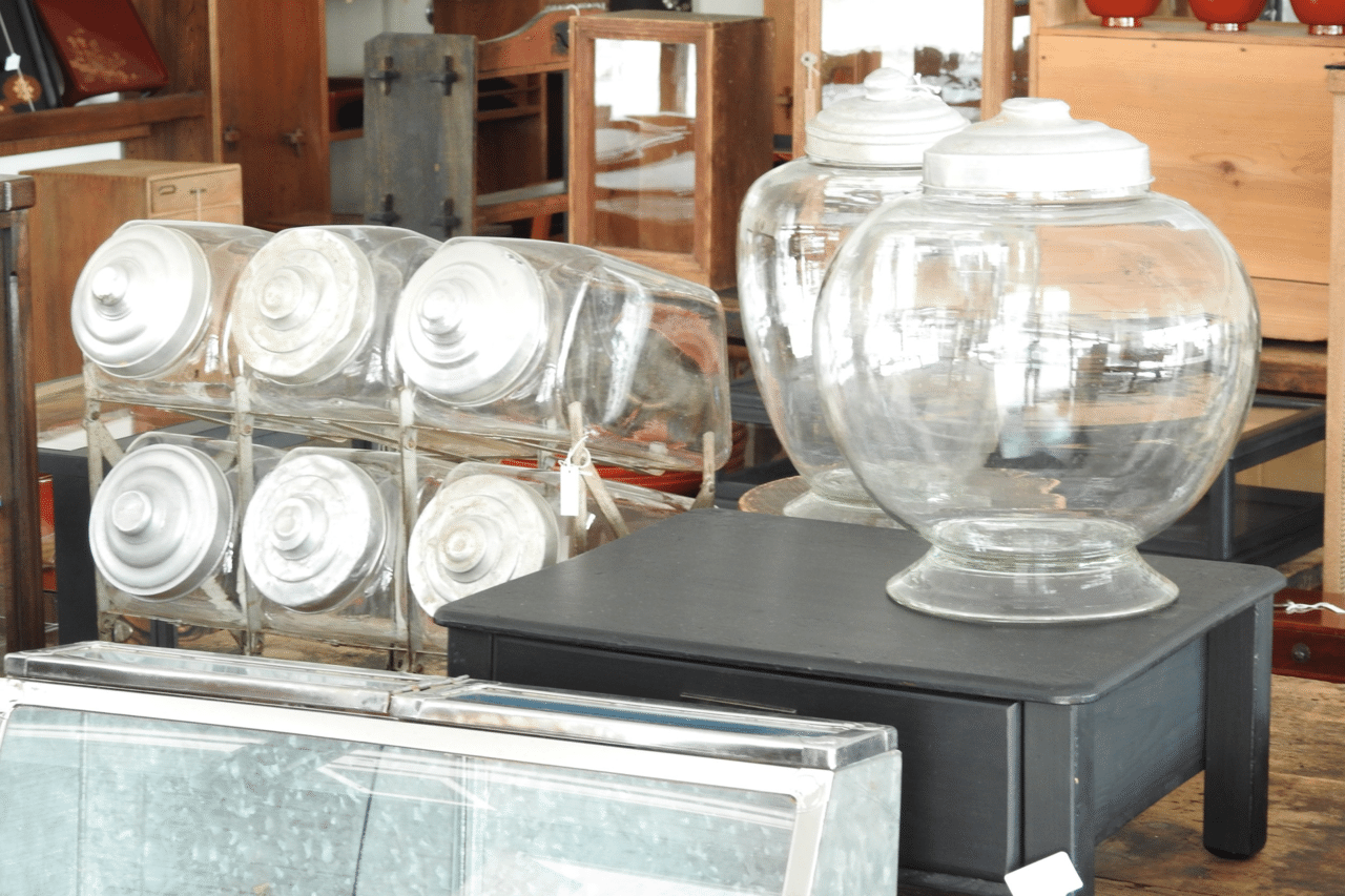 地球瓶 ☆骨董品 昭和レトロ 駄菓子屋 せんべい入れ 大型地球瓶 厚いガラス