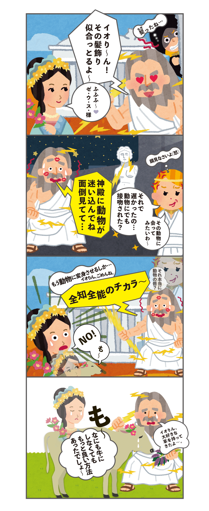 ゼウスが愛人を牛に変えたって 裏切り 嫉妬 仕返し 孔雀の模様に秘められた愛憎劇をマンガで見てみる 諸橋近代美術館 ゼウスが愛人を牛に変えたって 裏切り 嫉妬 仕返し 孔雀の模様に秘められた愛憎劇をマンガで見てみる 諸橋近代美術館