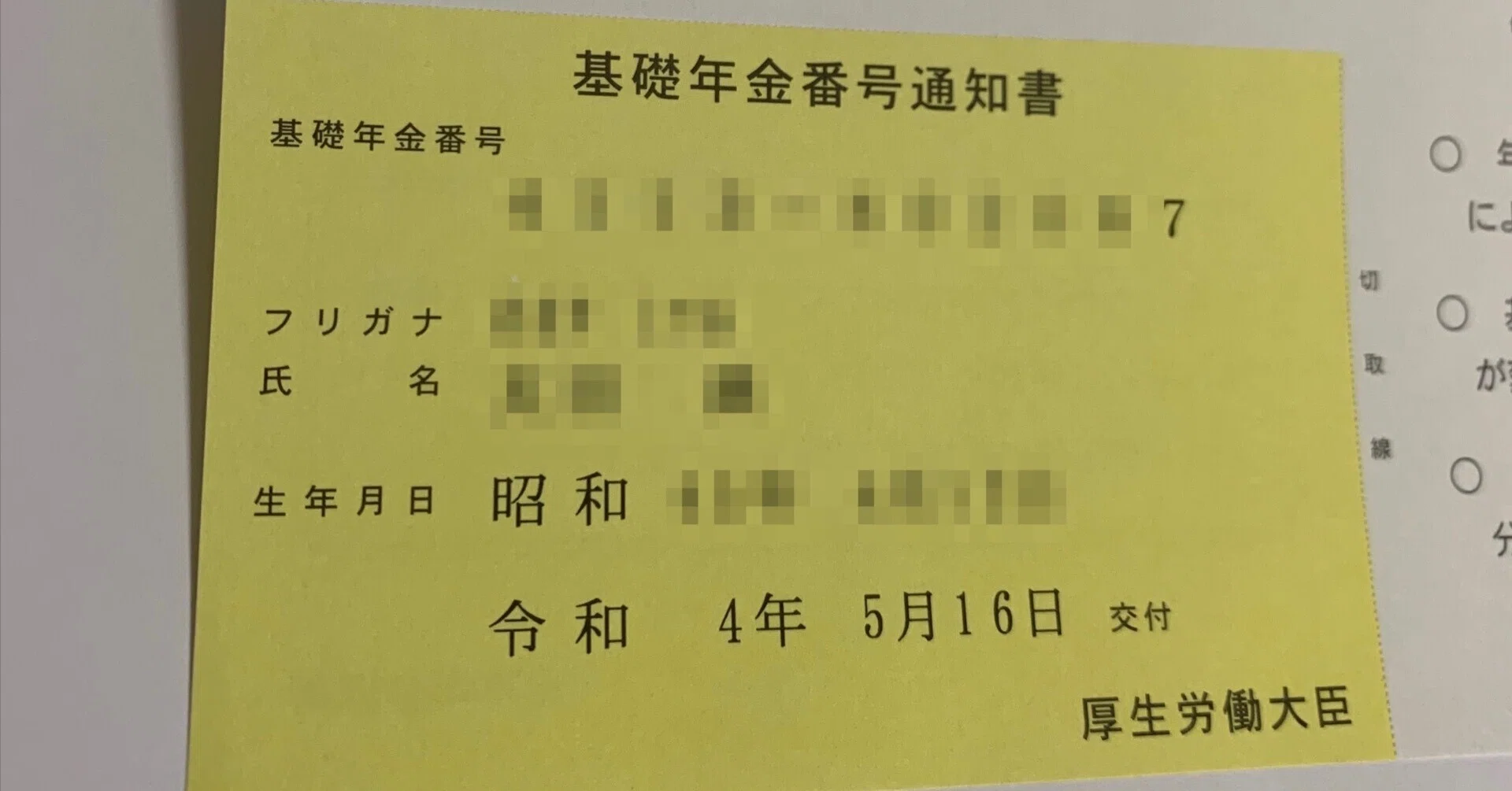 基礎 年金 番号 通知 書